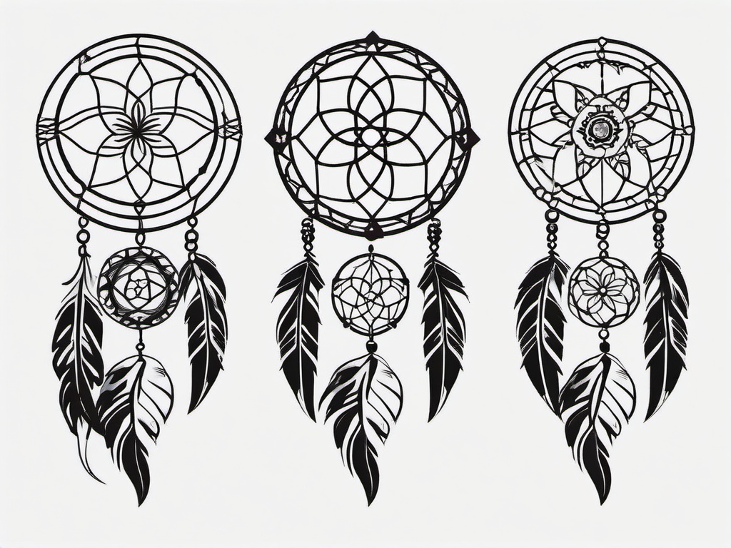 Cute Dream Catcher Tattoo - Adorable and cute dream catcher tattoo designs.  simple vector tattoo,minimalist,white background