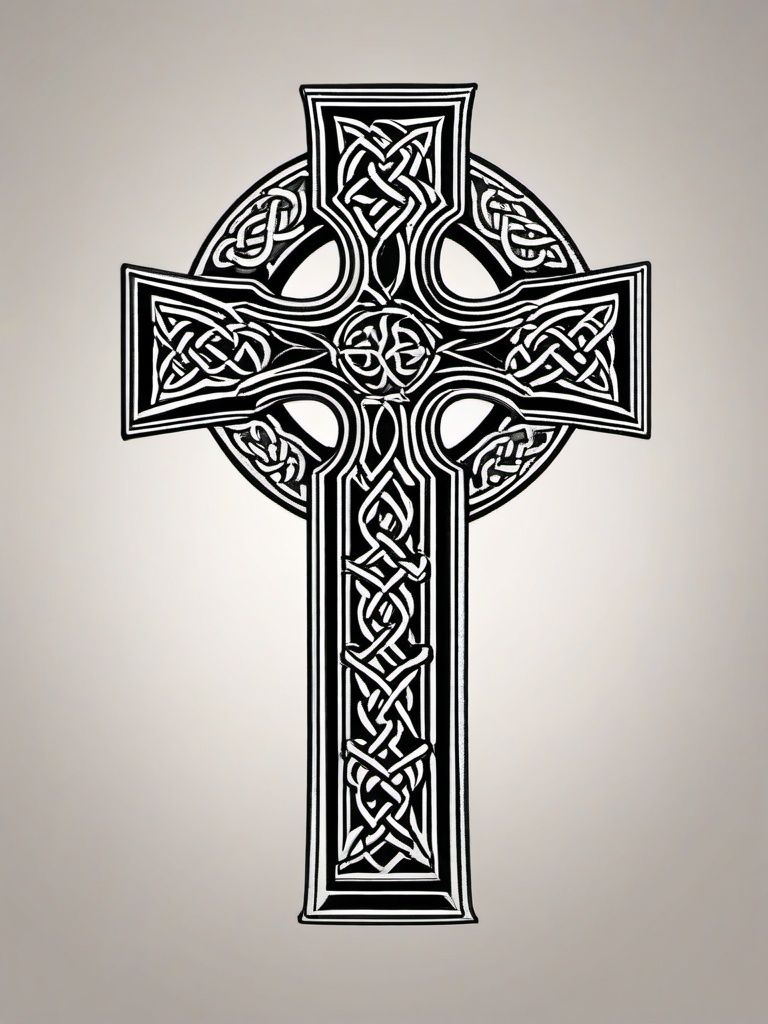 traditional celtic cross tattoo  simple color tattoo,minimal,white background