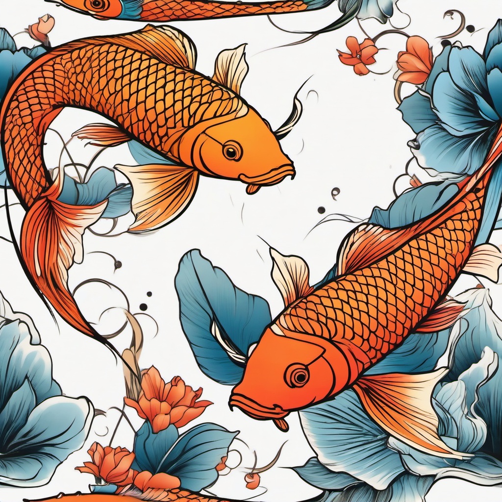 koi pisces tattoo  simple vector color tattoo