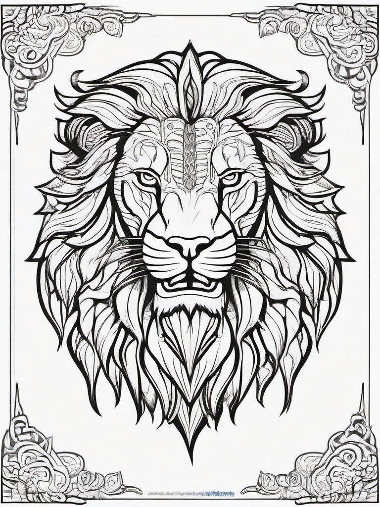 Manticore Coloring Pages - Lion Body, Scorpion Tail Monster  minimal black outline printable sheet, coloring page