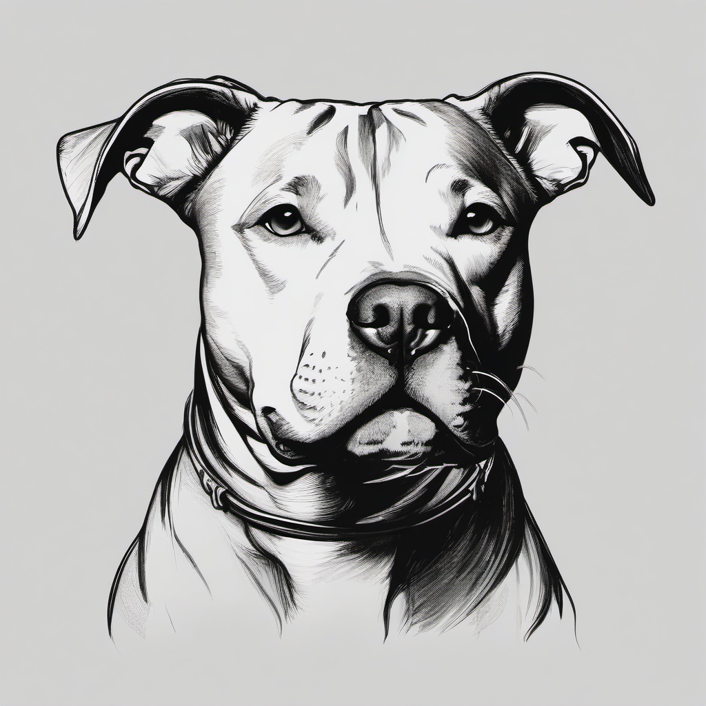 drawing of a pitbull with a soft expression  minimal rough sketch scribbles,doodles,black and white