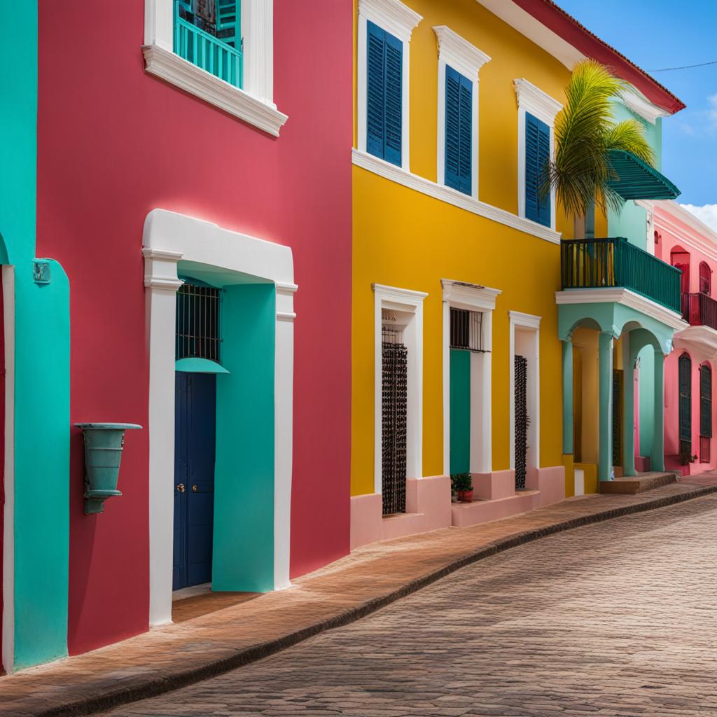 stroll through the colorful facades of a caribbean colonial town, with pastel-hued buildings. 