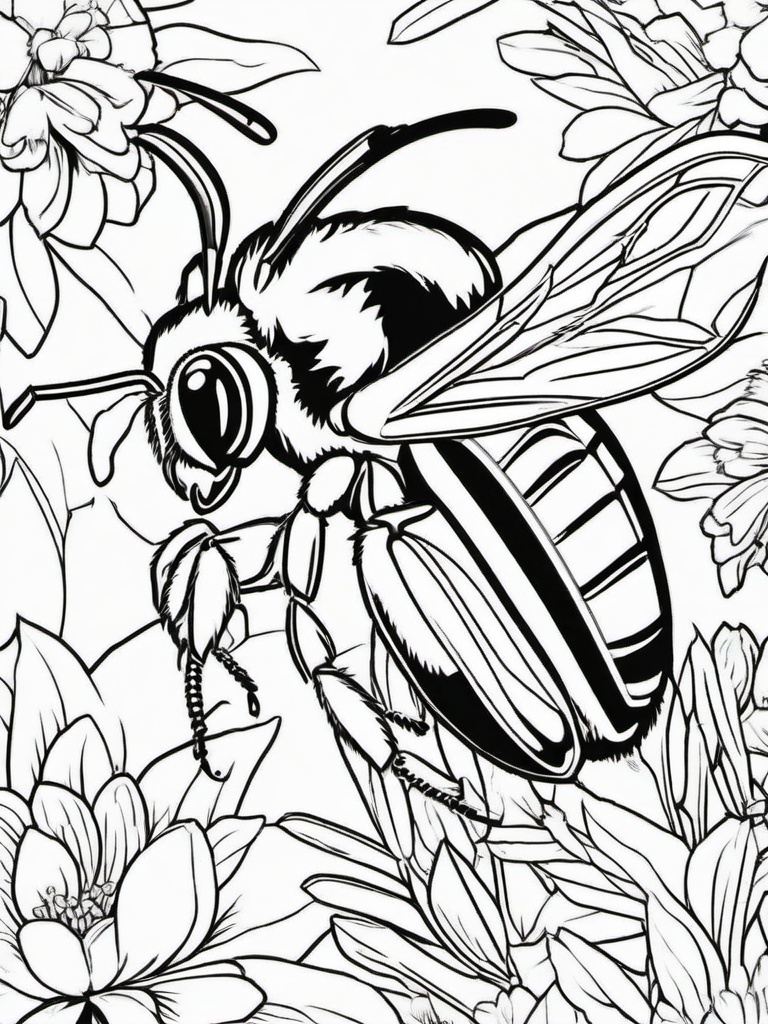 Bumble Bee Coloring Pages - Bumble Bee with wings  simple coloring pages