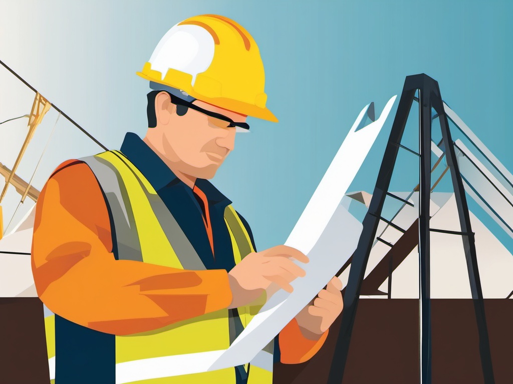 Site Manager clipart - A supervisor overseeing a construction project., ,vector color clipart,minimal