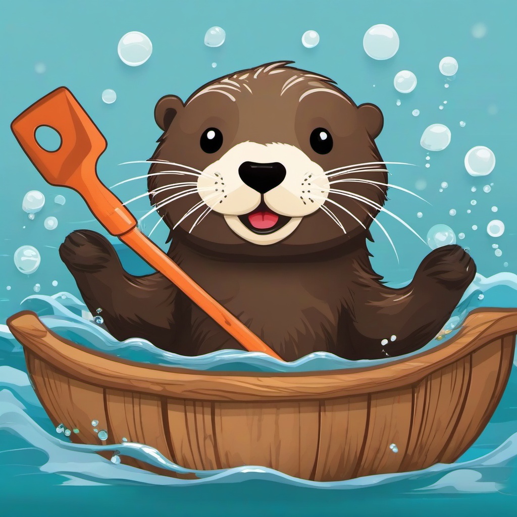 Sea Otter cartoon - water-loving animal that uses tools  