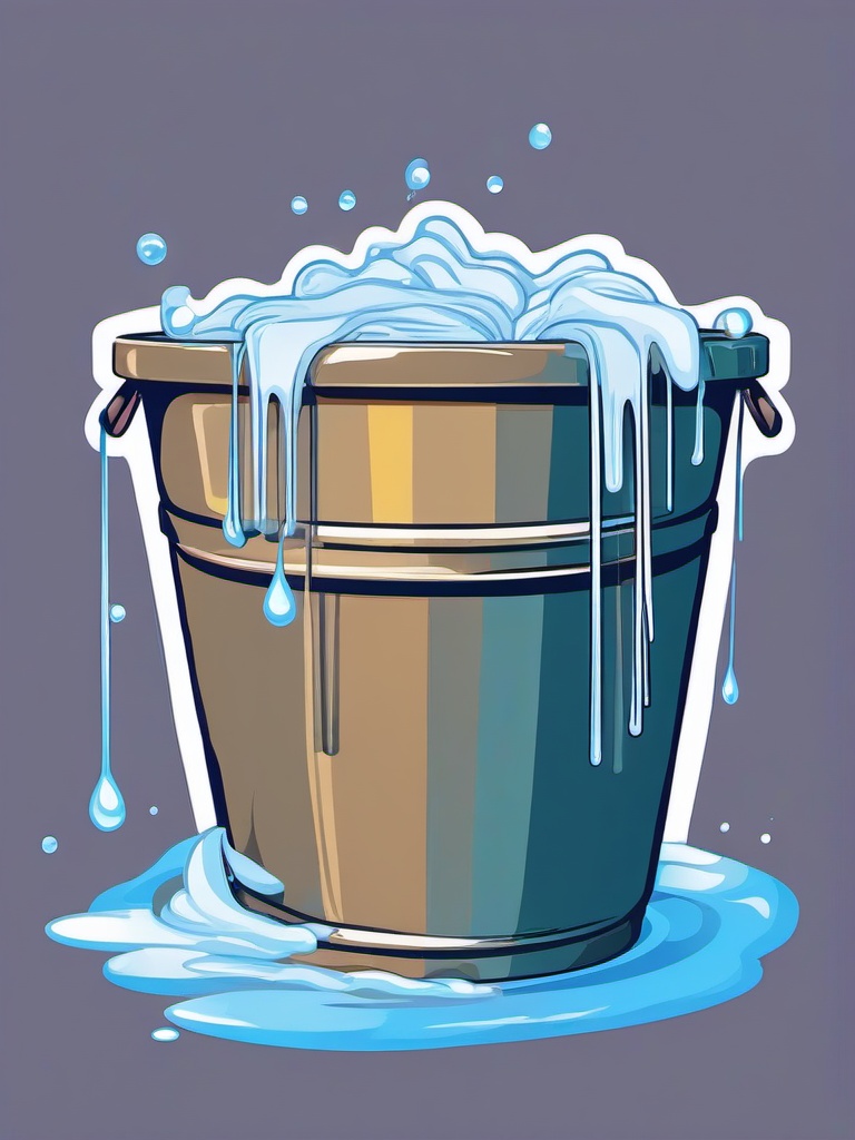 Mop in a bucket of water clipart.  vector style illustration, white background