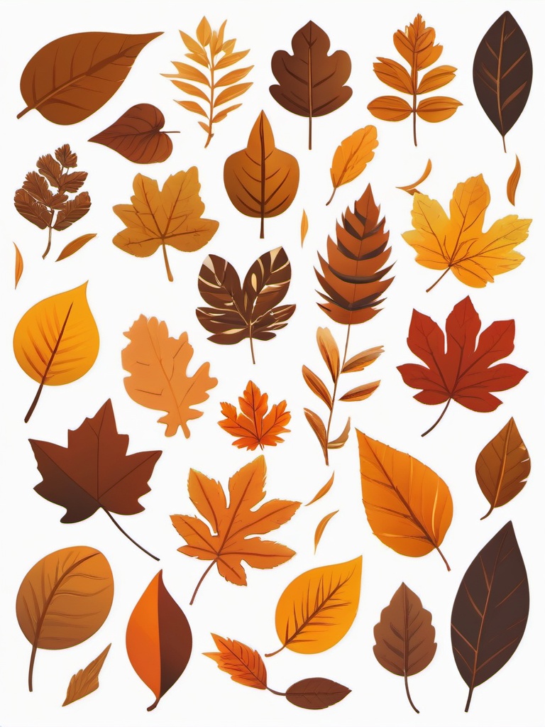 Windblown leaves sticker- Autumnal and swirling, , sticker vector art, minimalist design