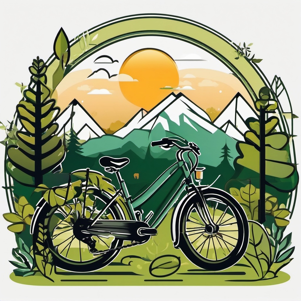 Bicycle Adventure clipart - A bicycle adventure in nature, ,vector color clipart,minimal