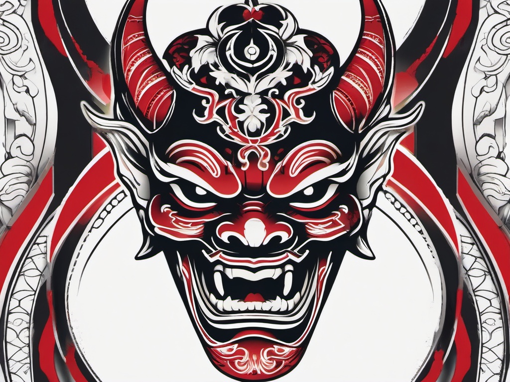 Traditional Japanese Tattoo Hannya Mask - A traditional tattoo featuring the iconic Hannya mask in Japanese style.  simple color tattoo,white background,minimal