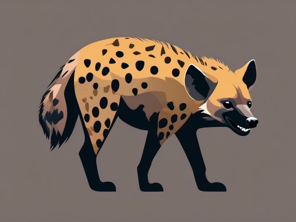 Spotted Hyena Clip Art - Spotted hyena with powerful jaws,  color vector clipart, minimal style