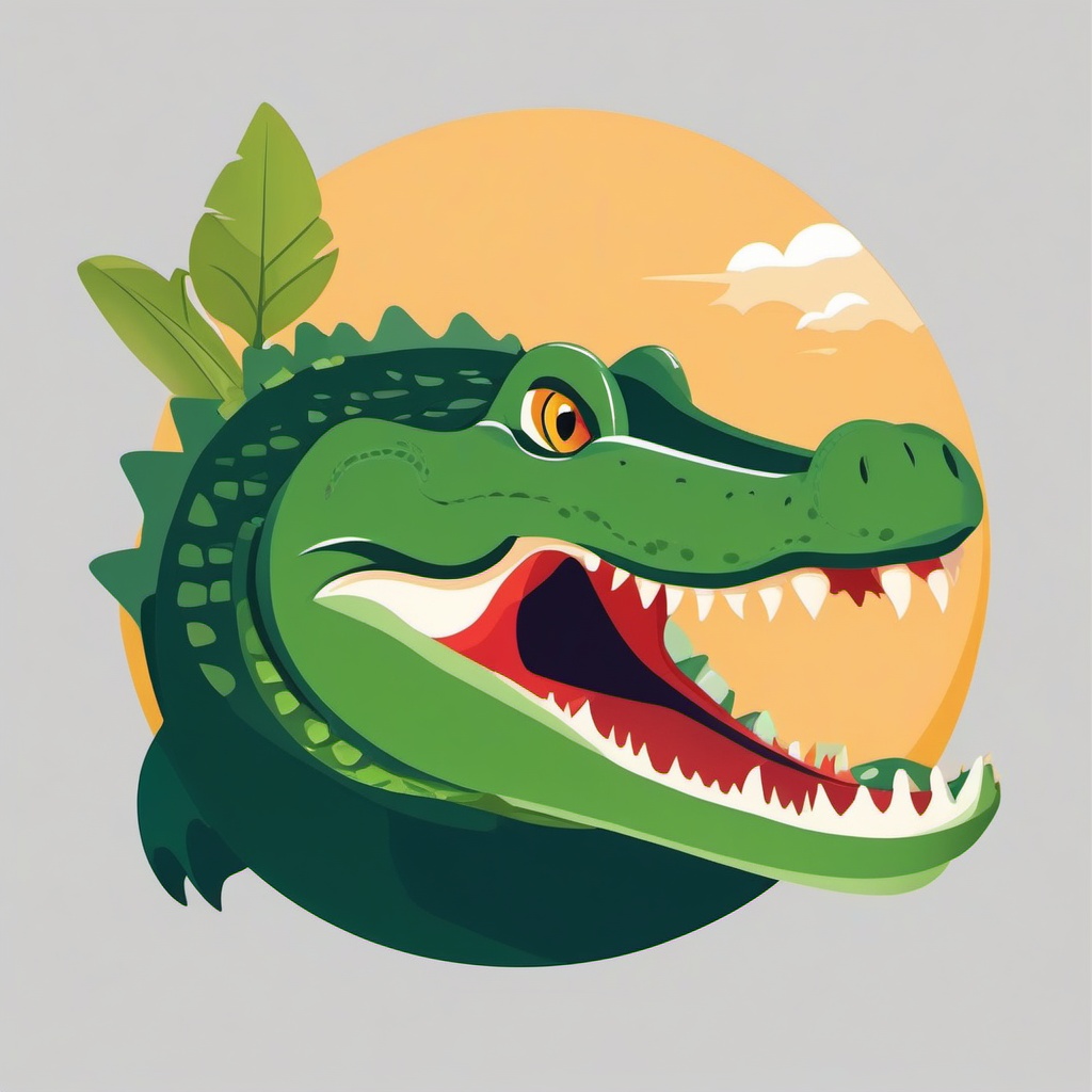 Crocodile clipart - Semi-aquatic reptile with a formidable bite, ,vector color clipart,minimal