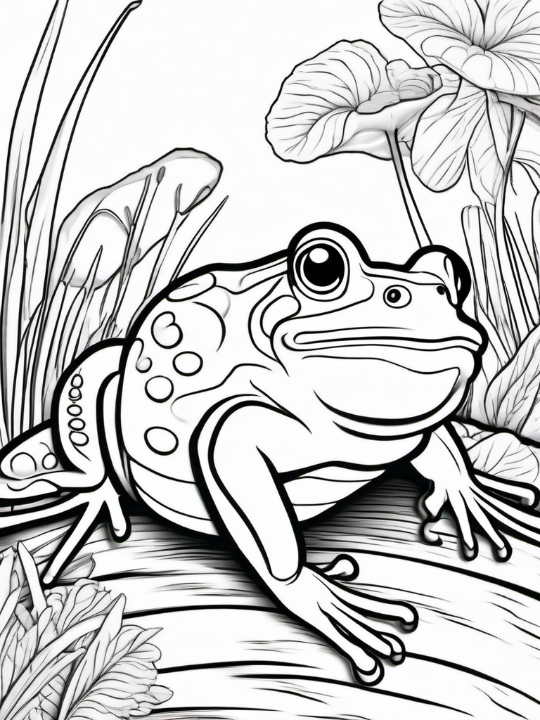 Frog Coloring Pages - Frog and snail having a race  simple coloring pages