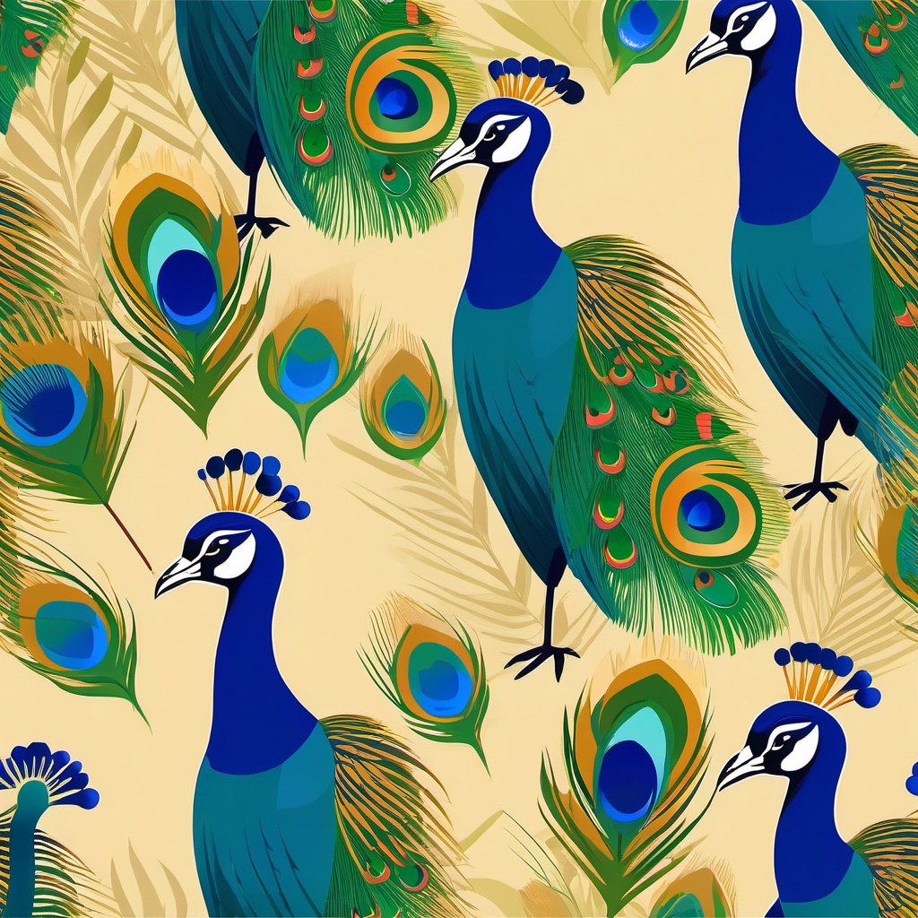 Peacock Clipart - Peacock displaying its vibrant feathers , minimal, 2d