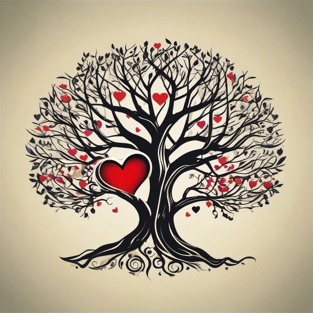 heart and tree tattoo  simple vector color tattoo