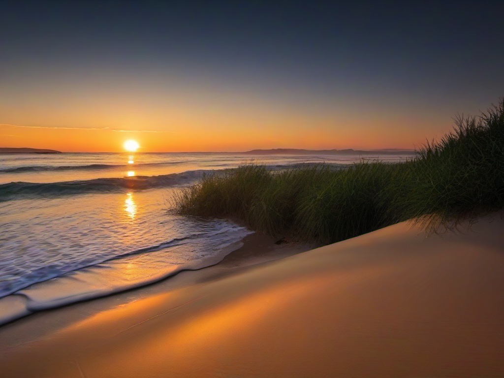 Sunset Wallpaper - Golden hour on a sandy beach.  sunset background