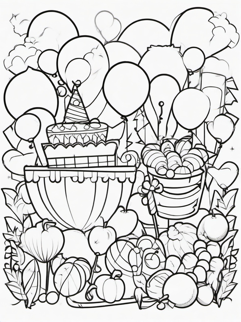 Thanksgiving Parade Coloring Pages - Festive Celebration with Floats and Balloons  minimal black outline printable sheet, coloring page