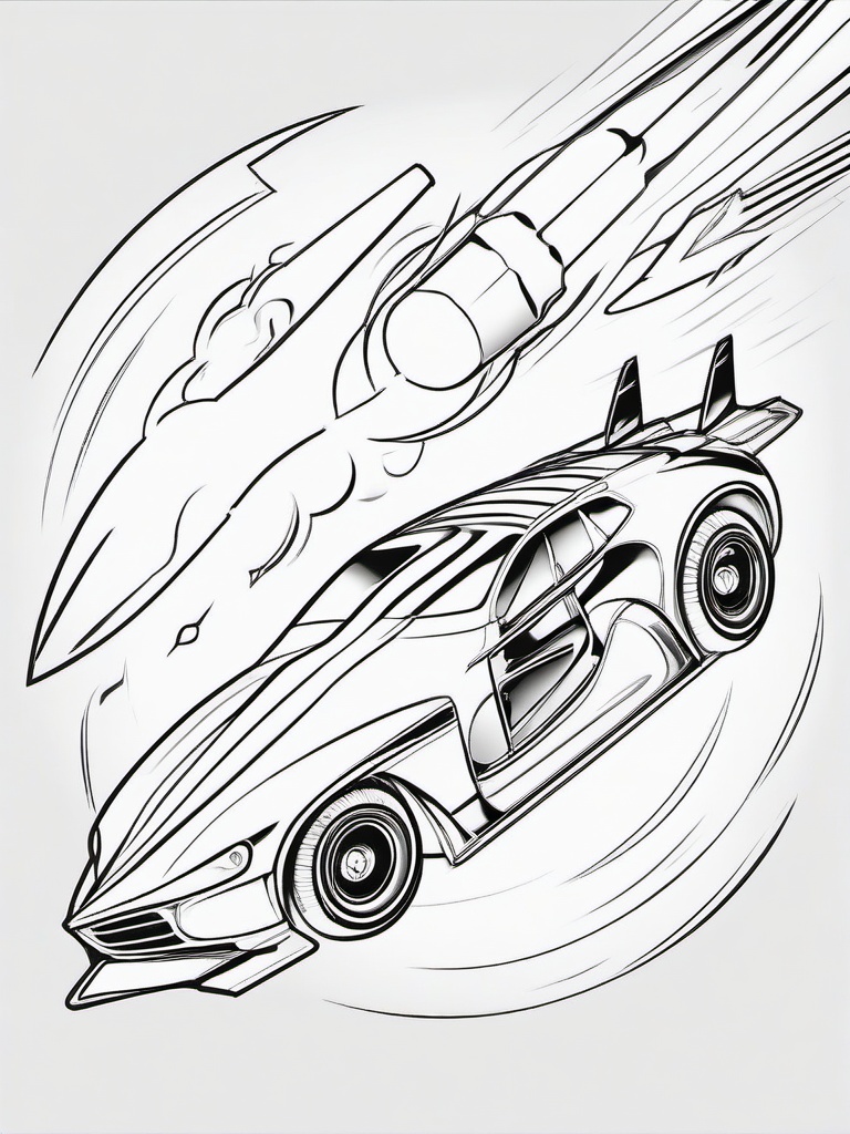 Car with a Rocket Coloring Pages - Imaginative Design of a Car and Rocket  minimal black outline printable sheet, coloring page