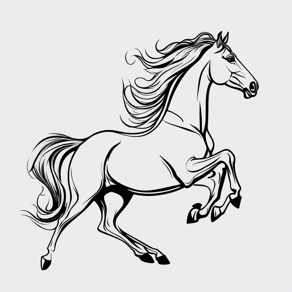 horse line art tattoo  simple tattoo,minimalist,white background