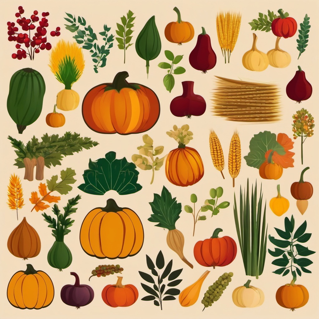 Fall Harvest clipart - Abundant harvest of crops, ,vector color clipart,minimal