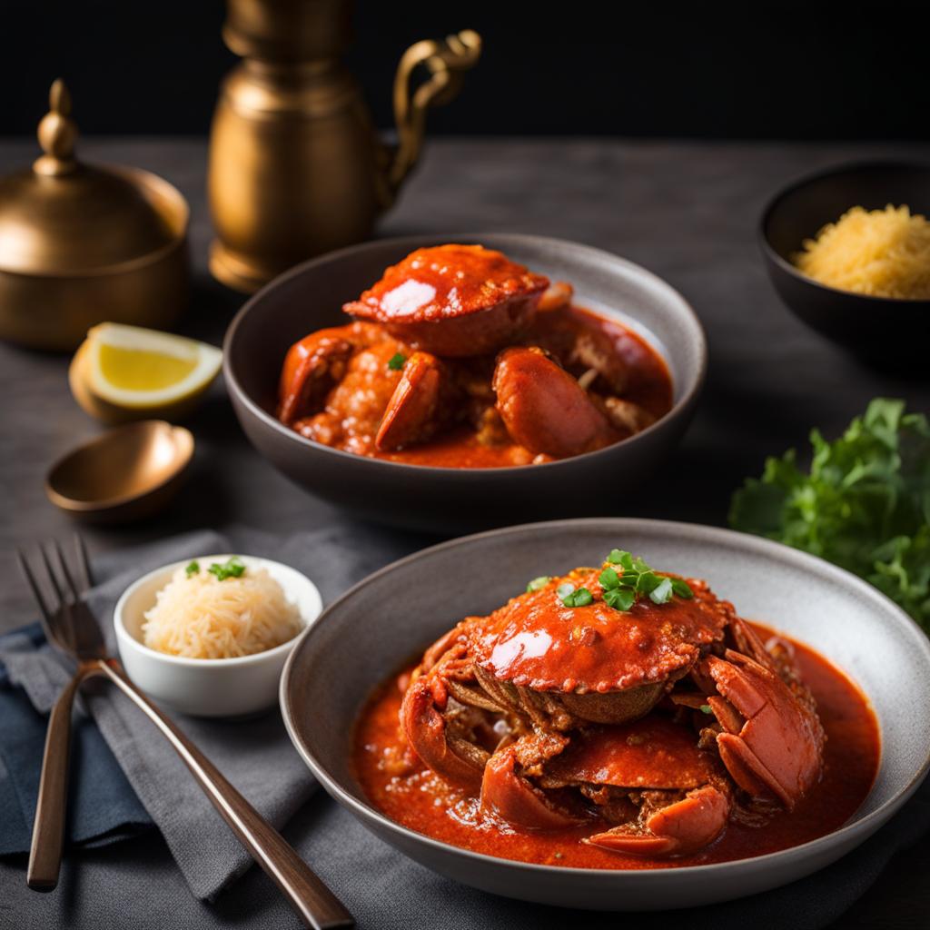 singaporean chili crab - succulent crab drenched in a spicy and tangy tomato sauce. 