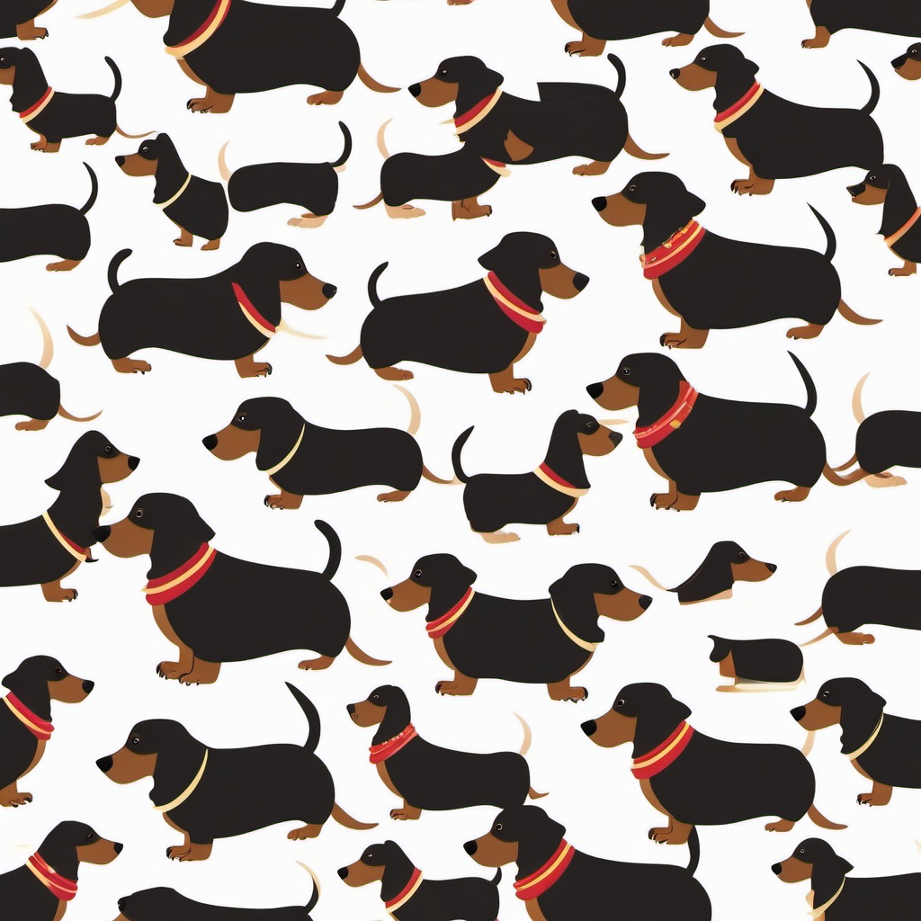 Dachshund with a wagging tail clipart  simple, 2d flat