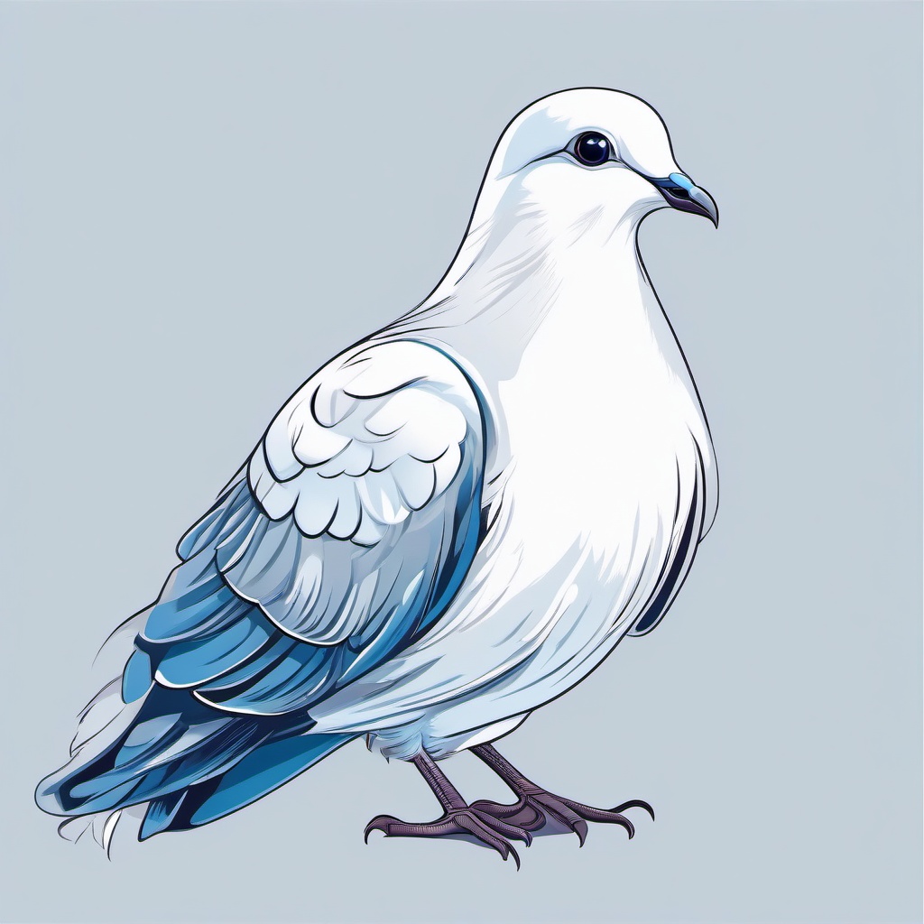 Dove with soft feathers and blue eyes clipart.  vector style illustration, white background