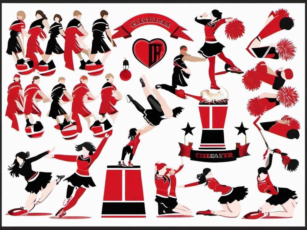 Cheerleader clipart - cheerleader practicing stunts and formations  