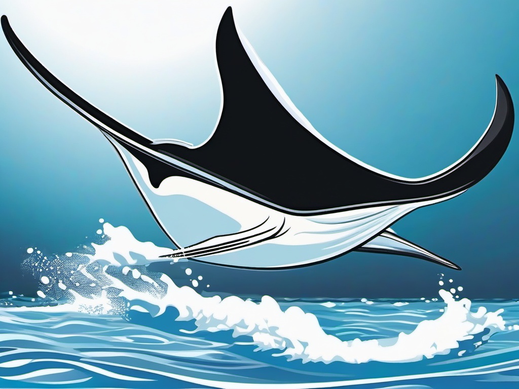 Manta Ray Cartoon - Cartoon of manta ray gliding through ocean  