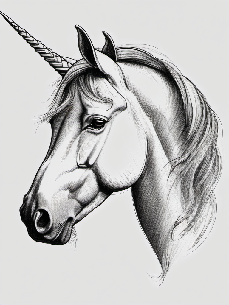 pencil drawing of unicorn  minimal rough sketch scribbles,doodles,black and white