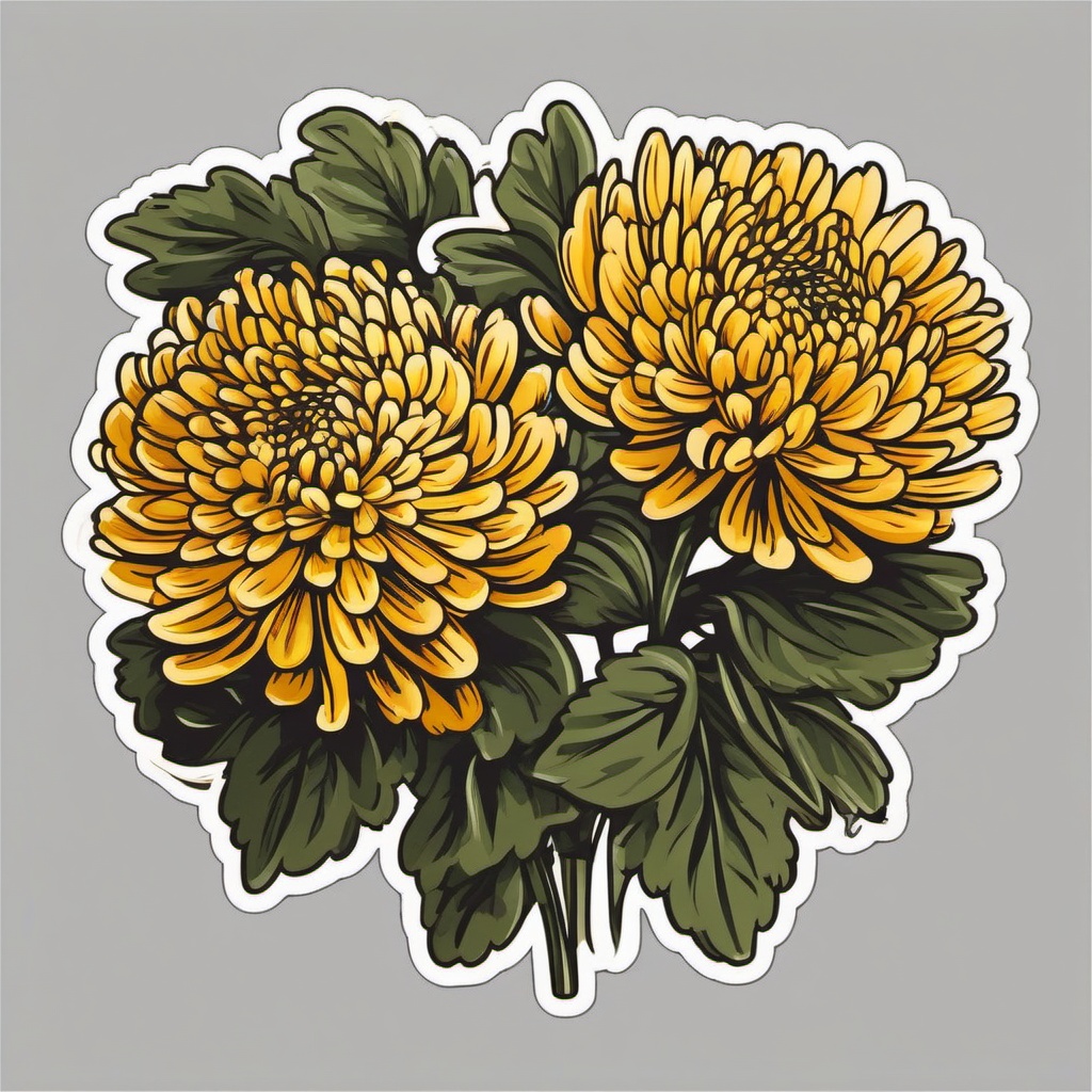 Chrysanthemum Sticker - Embrace the autumnal beauty of chrysanthemums, symbolizing joy and optimism, , sticker vector art, minimalist design