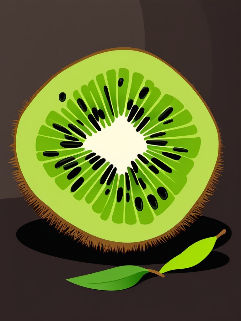 Kiwi Slice Clipart - Slice of green kiwi fruit.  color vector clipart, minimal style