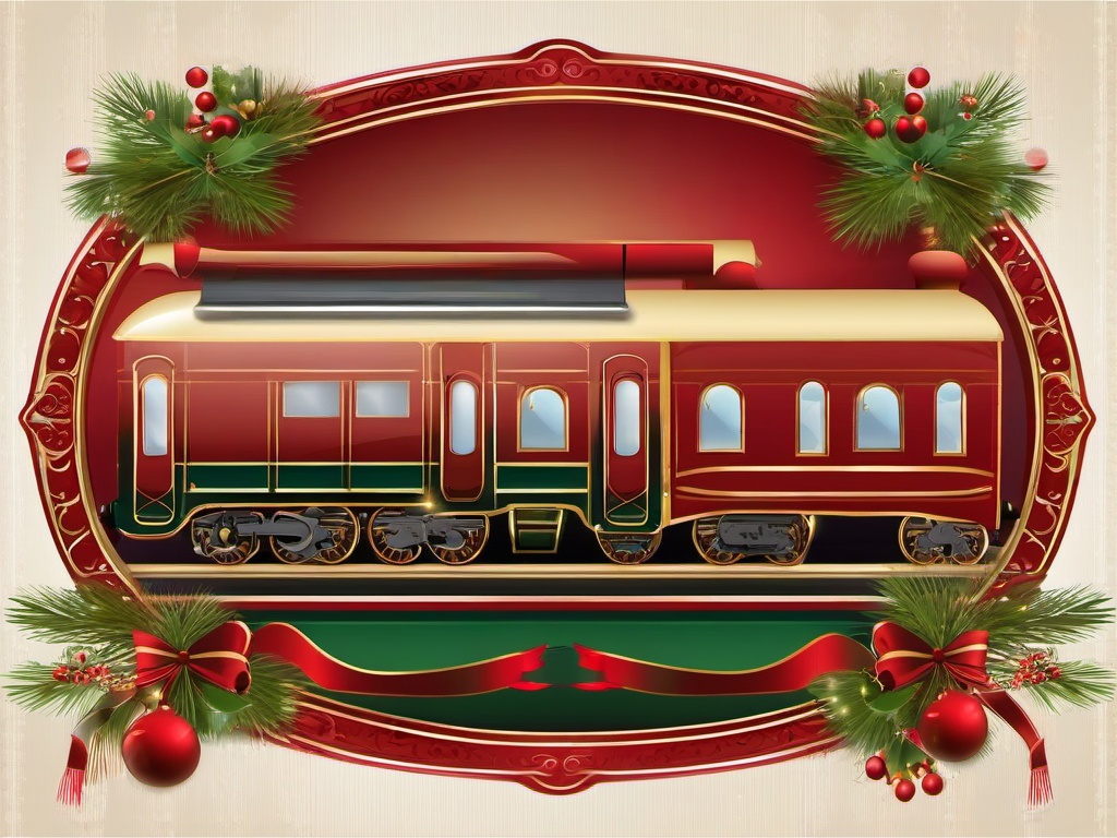 Train clipart - train with holiday decorations  