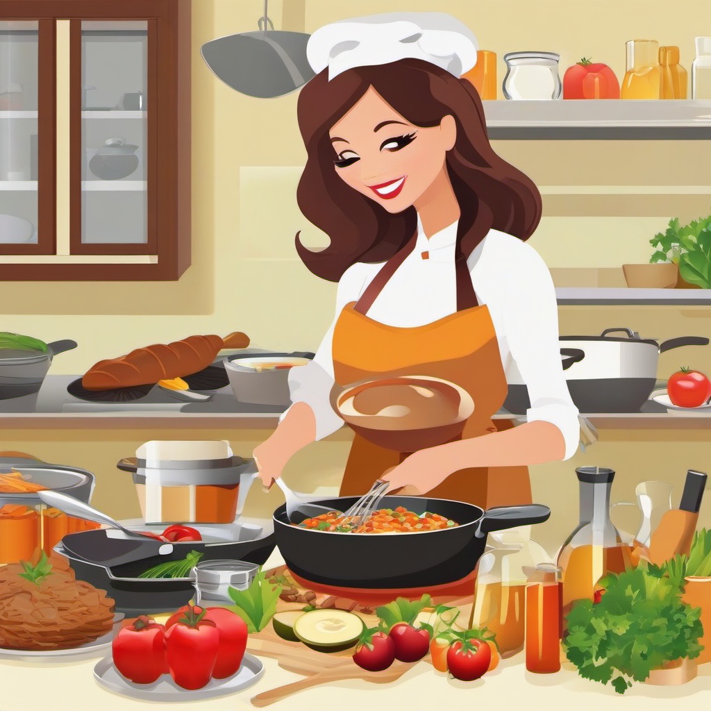 Cooking clipart - food preparation scene  vector clipart