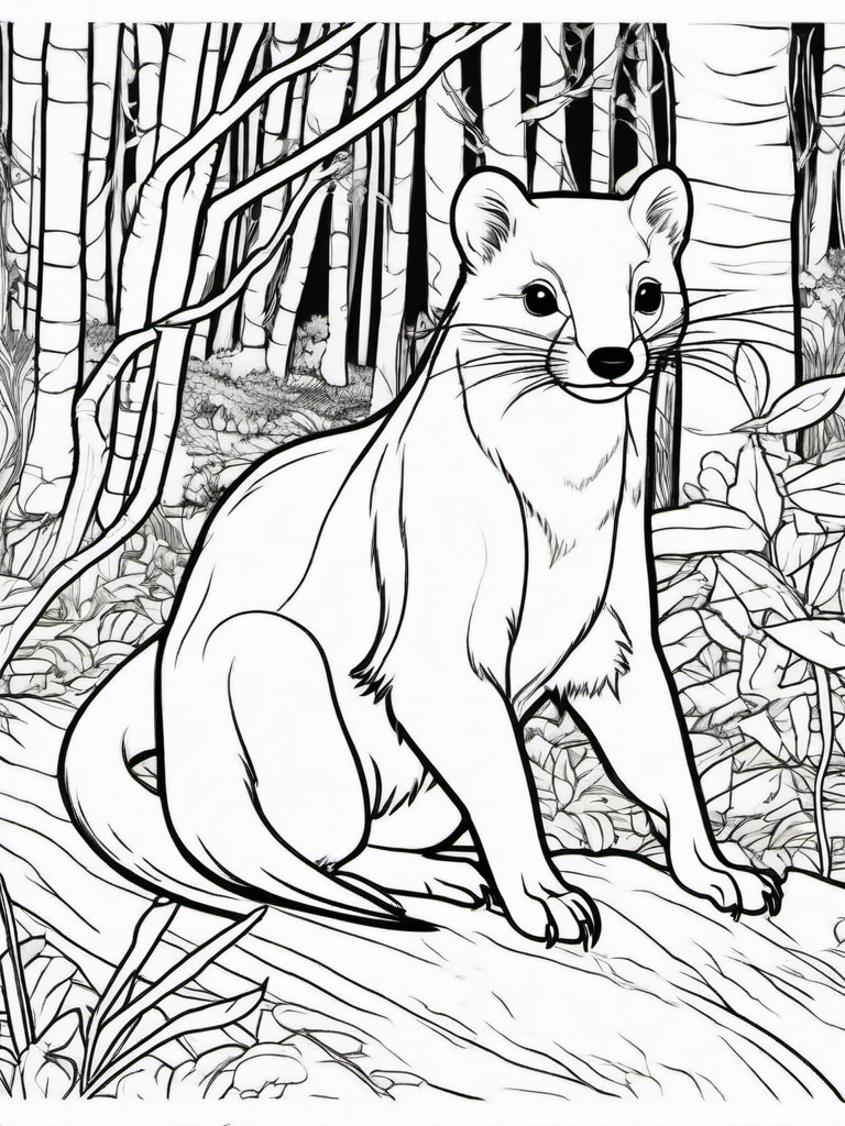 Weasel Coloring Pages - Small Fast Forest Predator  black outline printable coloring page