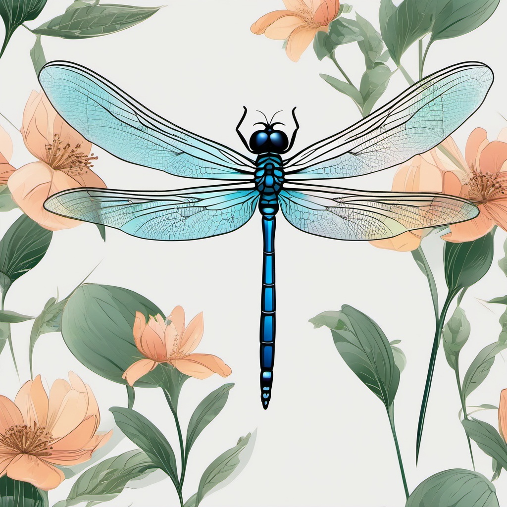 Dragonfly clipart - Agile insect with transparent wings darting in the air, ,color clipart vector style