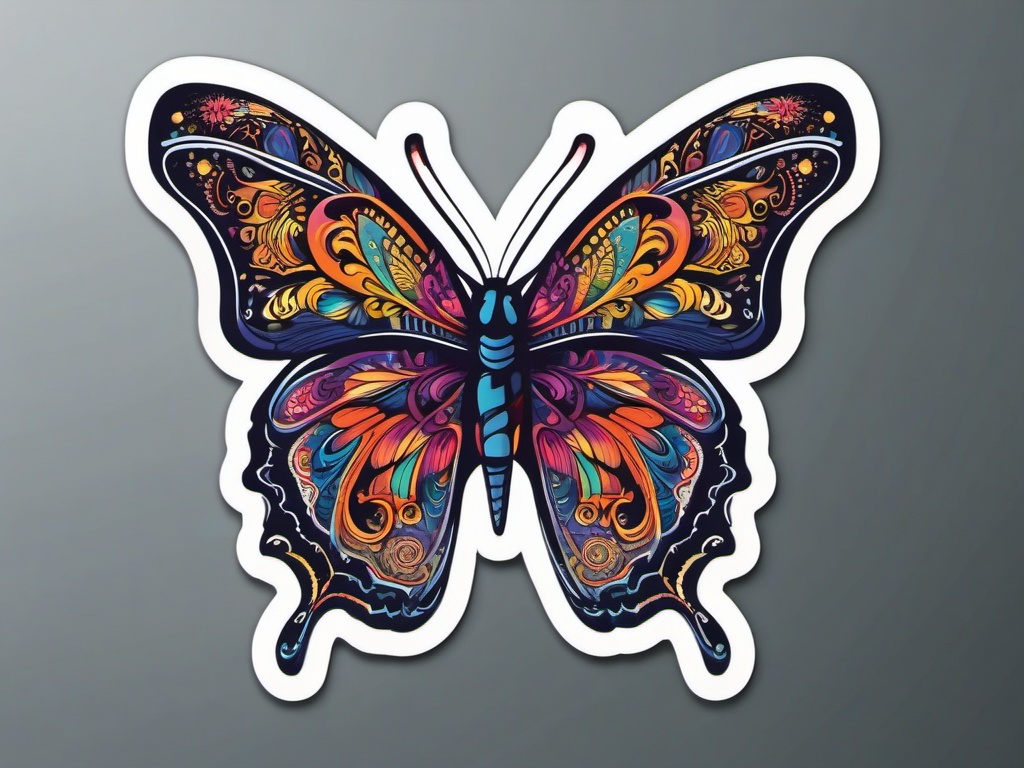 Butterfly Sticker - A colorful butterfly with intricate wing patterns. ,vector color sticker art,minimal