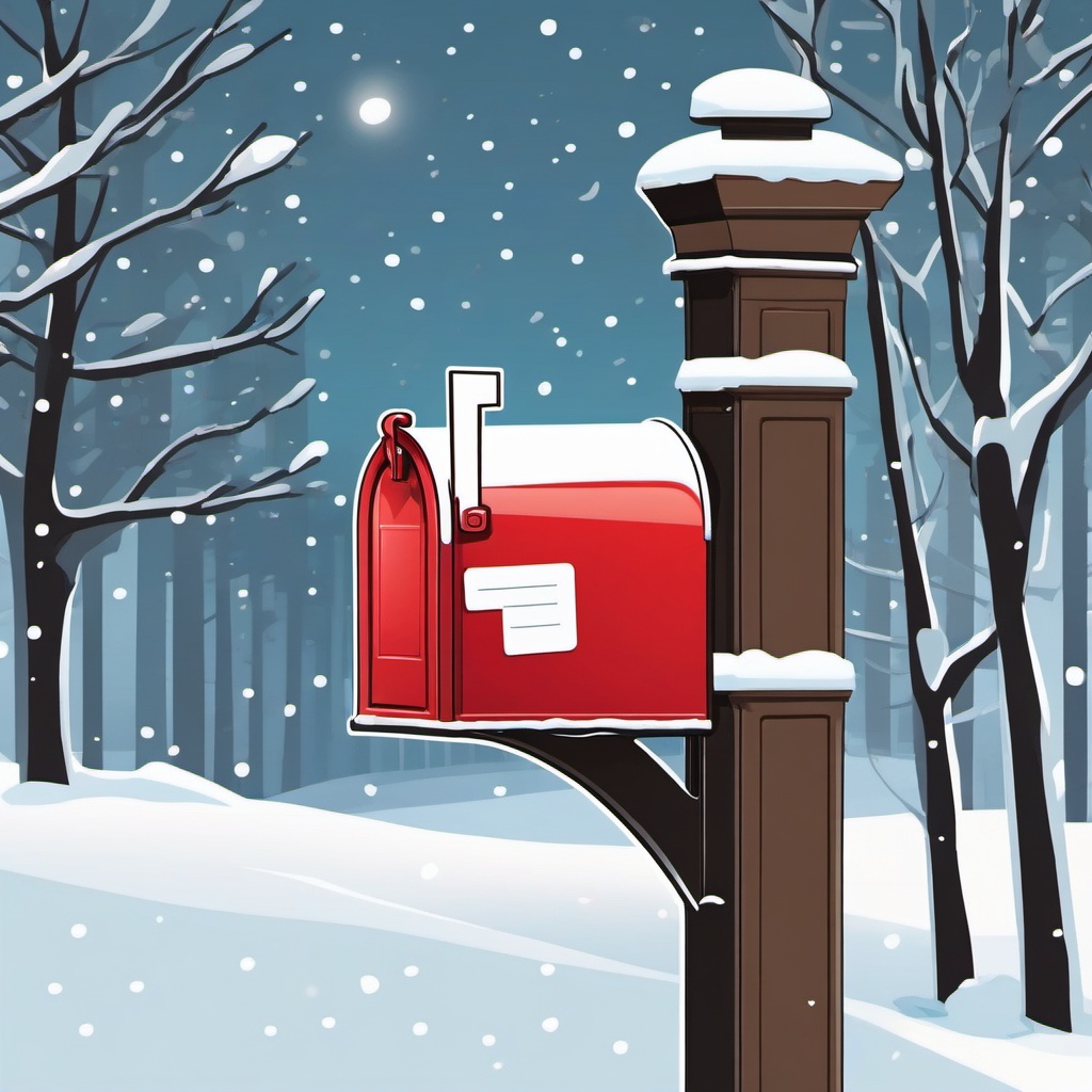 Snowy mailbox sticker- Winter communication, , sticker vector art, minimalist design