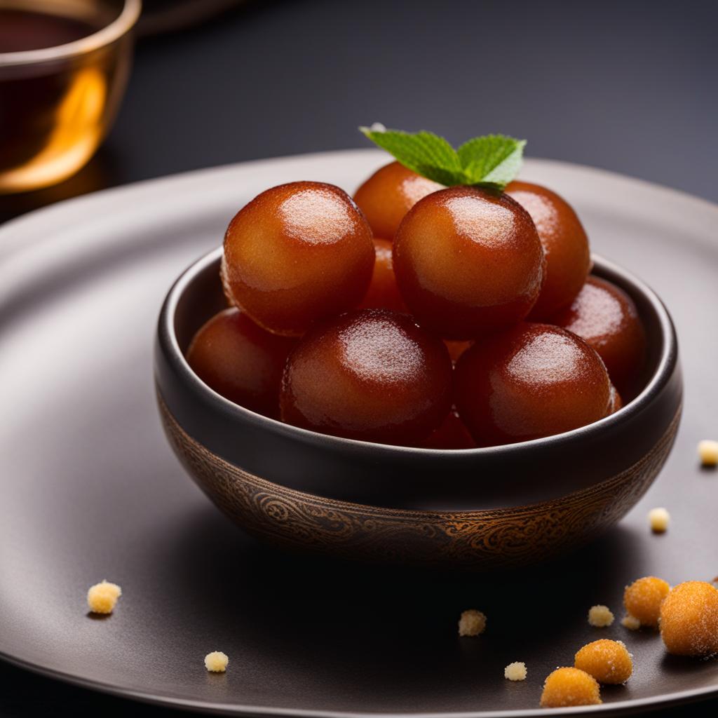 gulab jamun, deep-fried milk solids soaked in sugar syrup. 