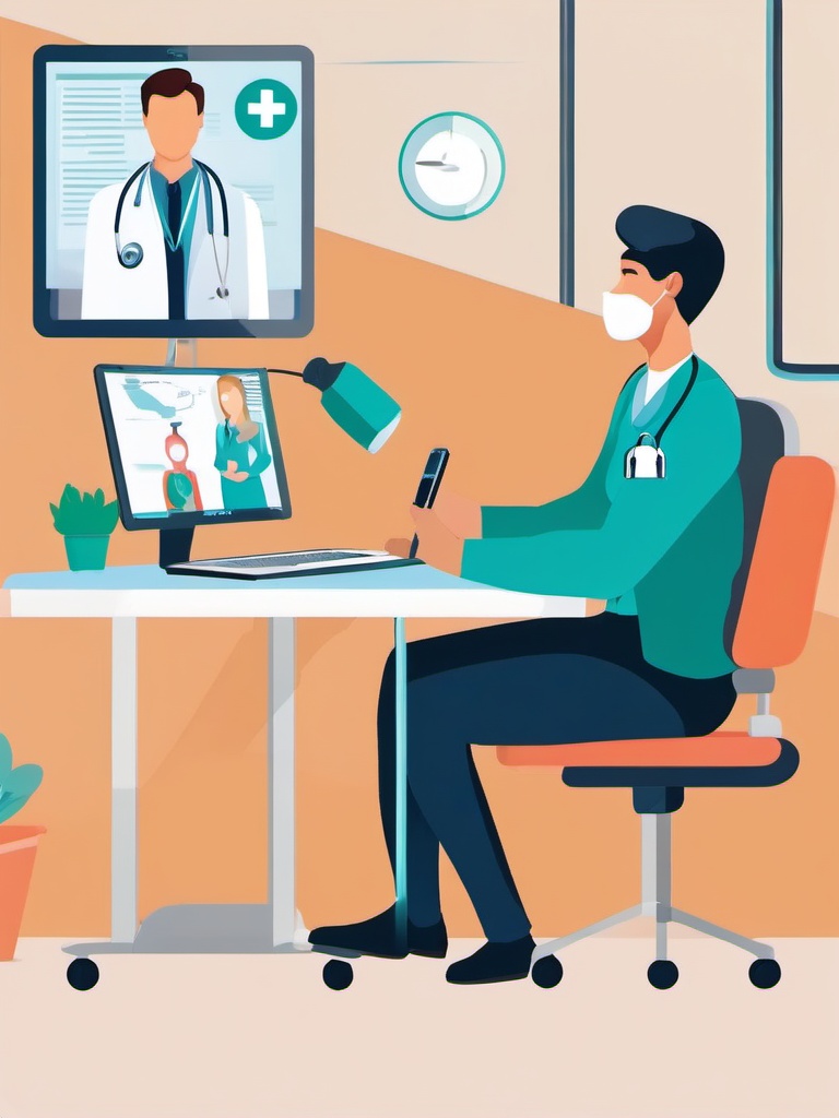 Telemedicine Consultation with a Doctor clipart - Telemedicine consultation, ,vector color clipart,minimal