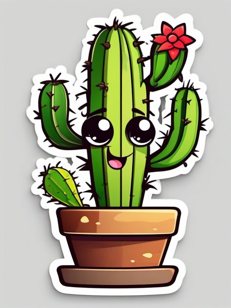 Cheerful Cactus sticker- Prickly Cuteness, , color sticker vector art