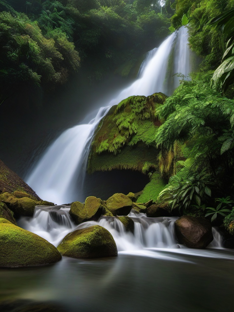 Live Wallpapers - Waterfall in Costa Rica's Arenal Volcano  , splash art wallpaper, dull colors