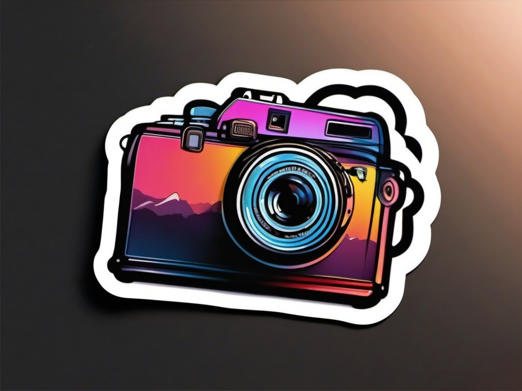 Photography Camera Sticker - Capturing moments, ,vector color sticker art,minimal