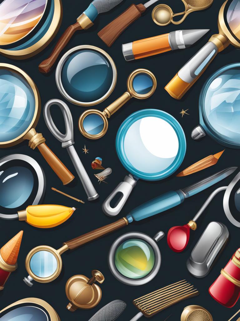 magnifying glass clipart - a magnifying glass revealing hidden worlds within everyday objects 