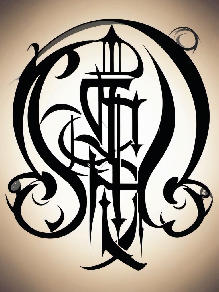 gothic calligraphy tattoo  simple vector color tattoo