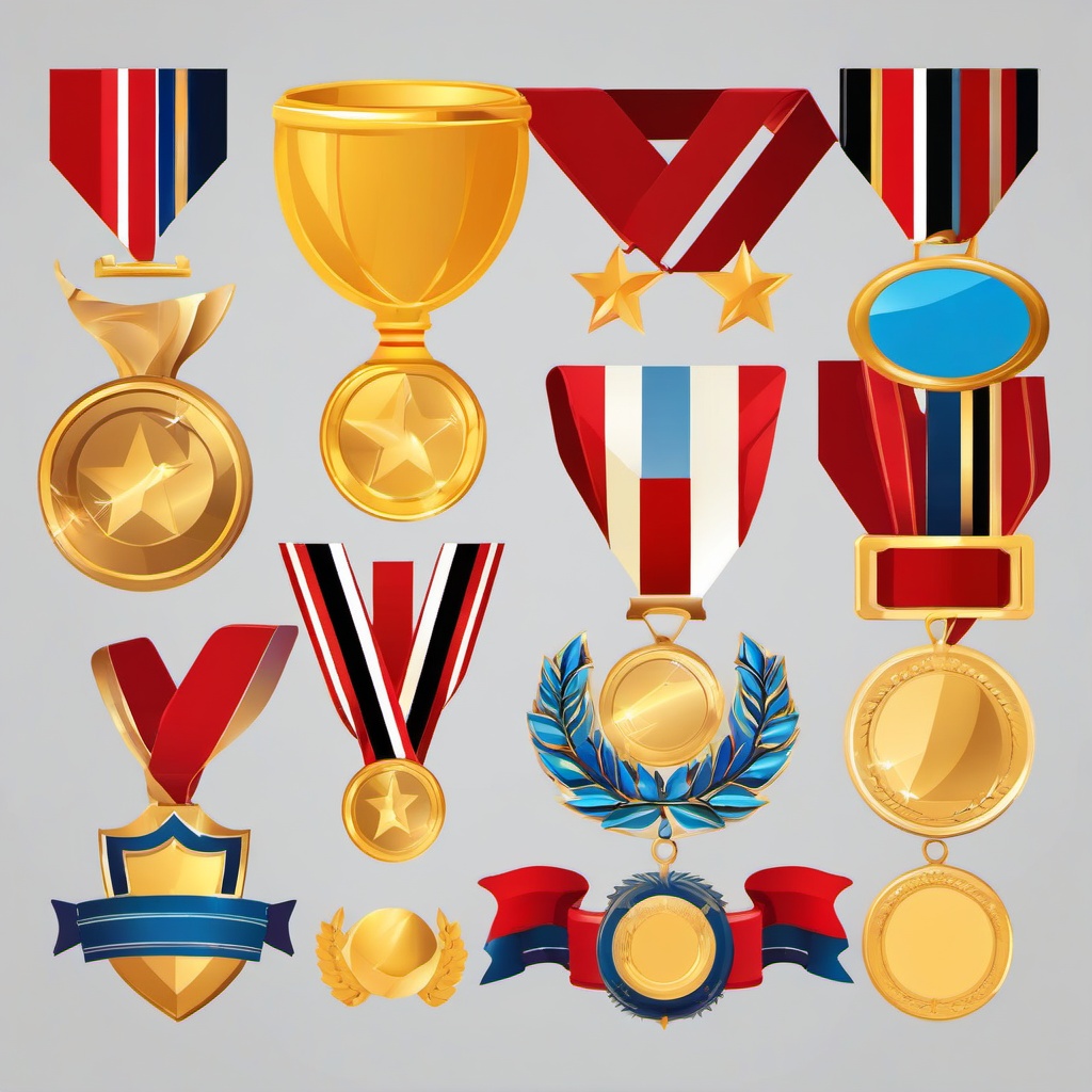 Sport clipart - sports medals and trophies  vector clipart