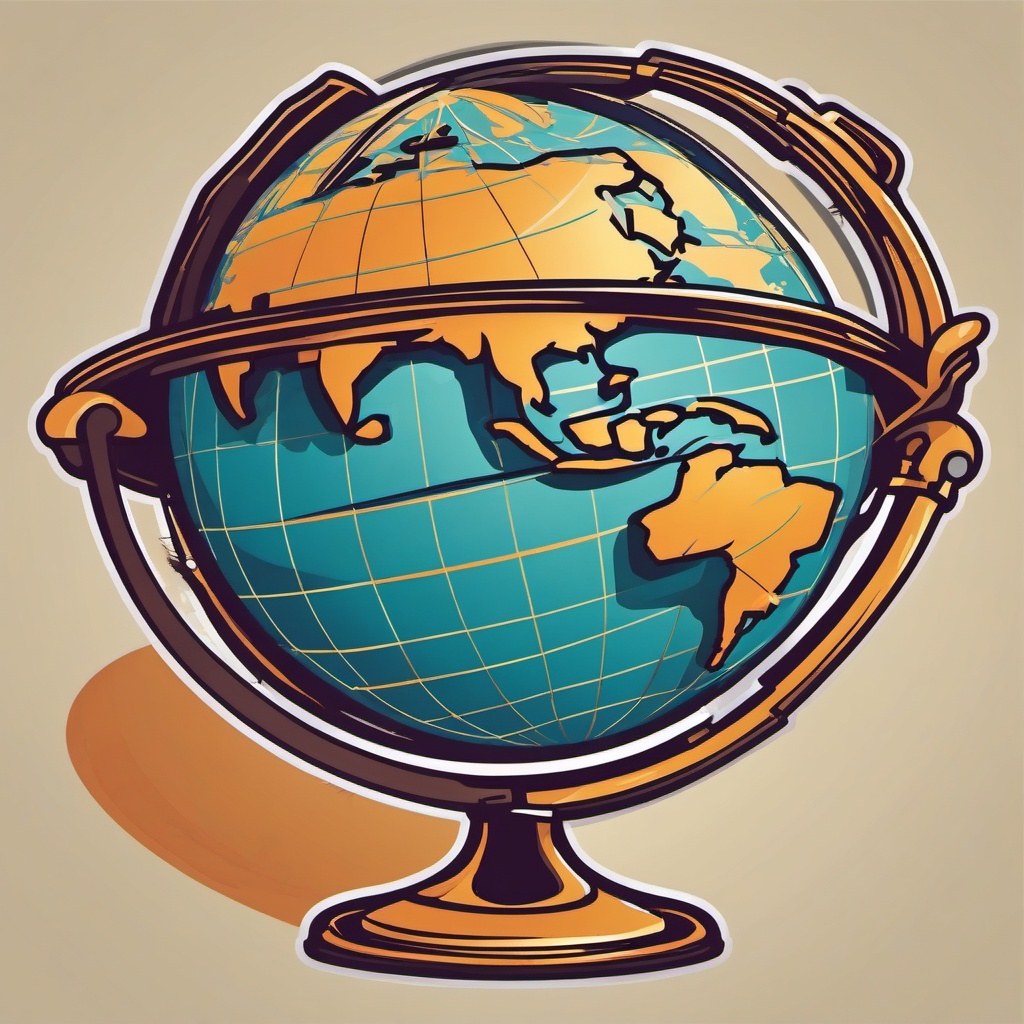 Globe Sticker - Embarking on geographical adventures with the detailed globe, , sticker vector art, minimalist design