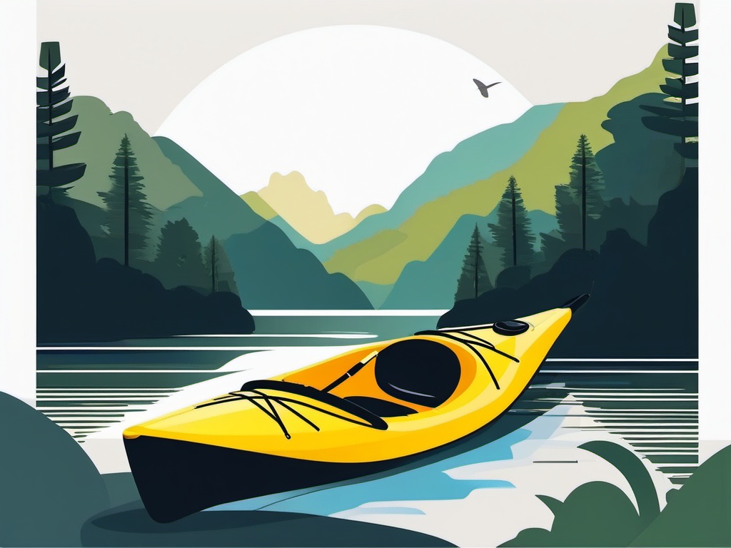 Kayak Clipart - A yellow kayak for adventurous river trips.  color vector clipart, minimal style