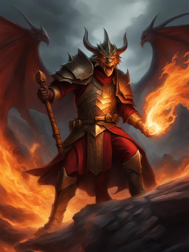 kaelar fireheart, a dragonborn sorcerer, is unleashing a torrent of fire against a legion of undead. 