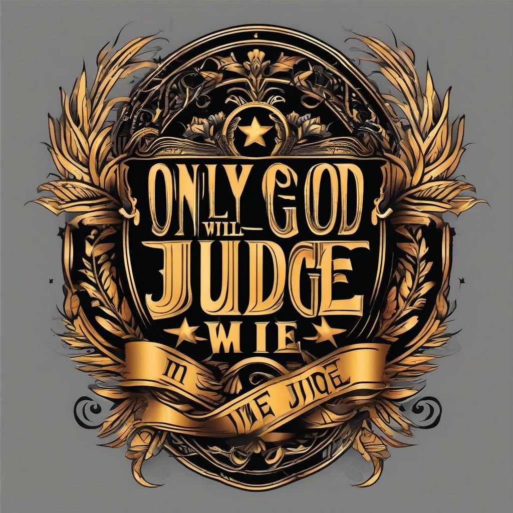 Only God Will Judge Me Tattoo-Bold and defiant tattoo with the phrase Only God Will Judge Me, capturing themes of personal strength and resilience.  simple color vector tattoo