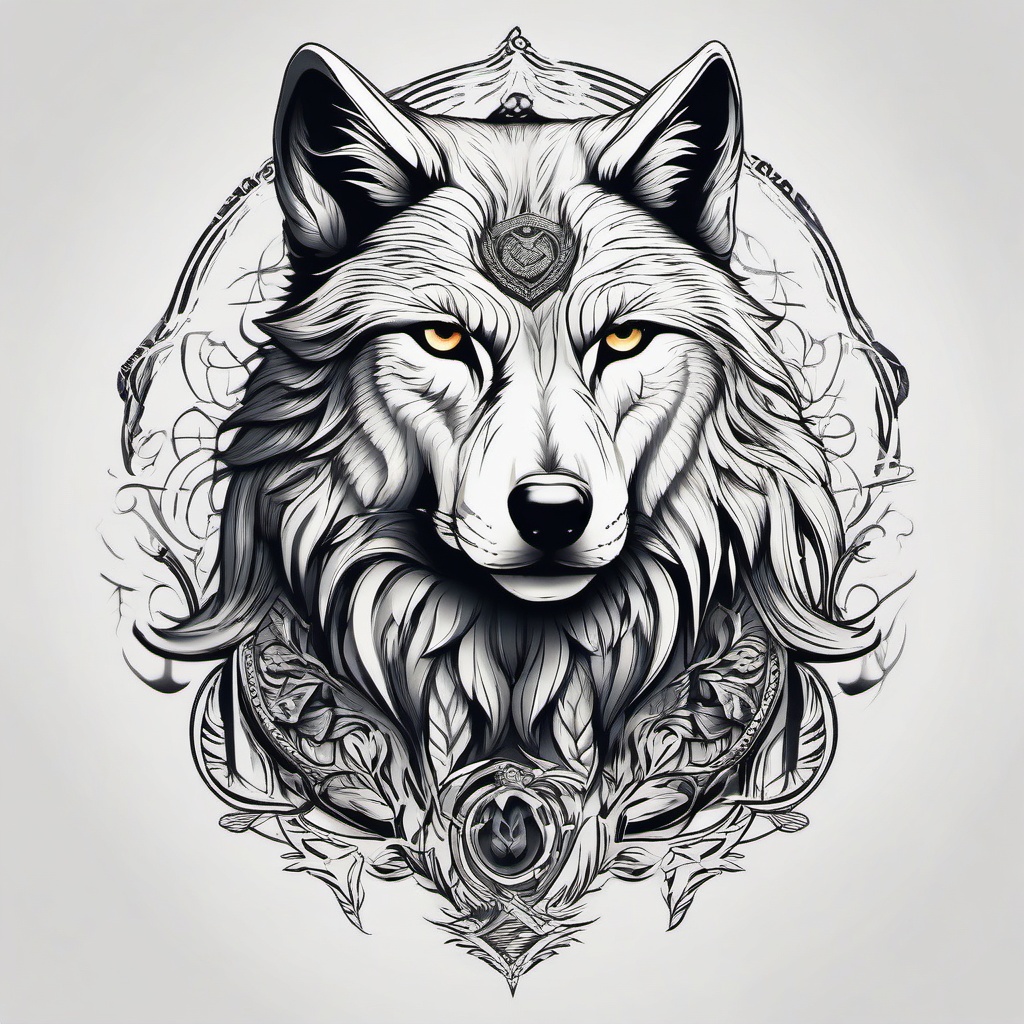 Wolf and Owl Tattoo,union of the owl and the strength of the wolf, tribute to intellect and courage. , tattoo design, white clean background